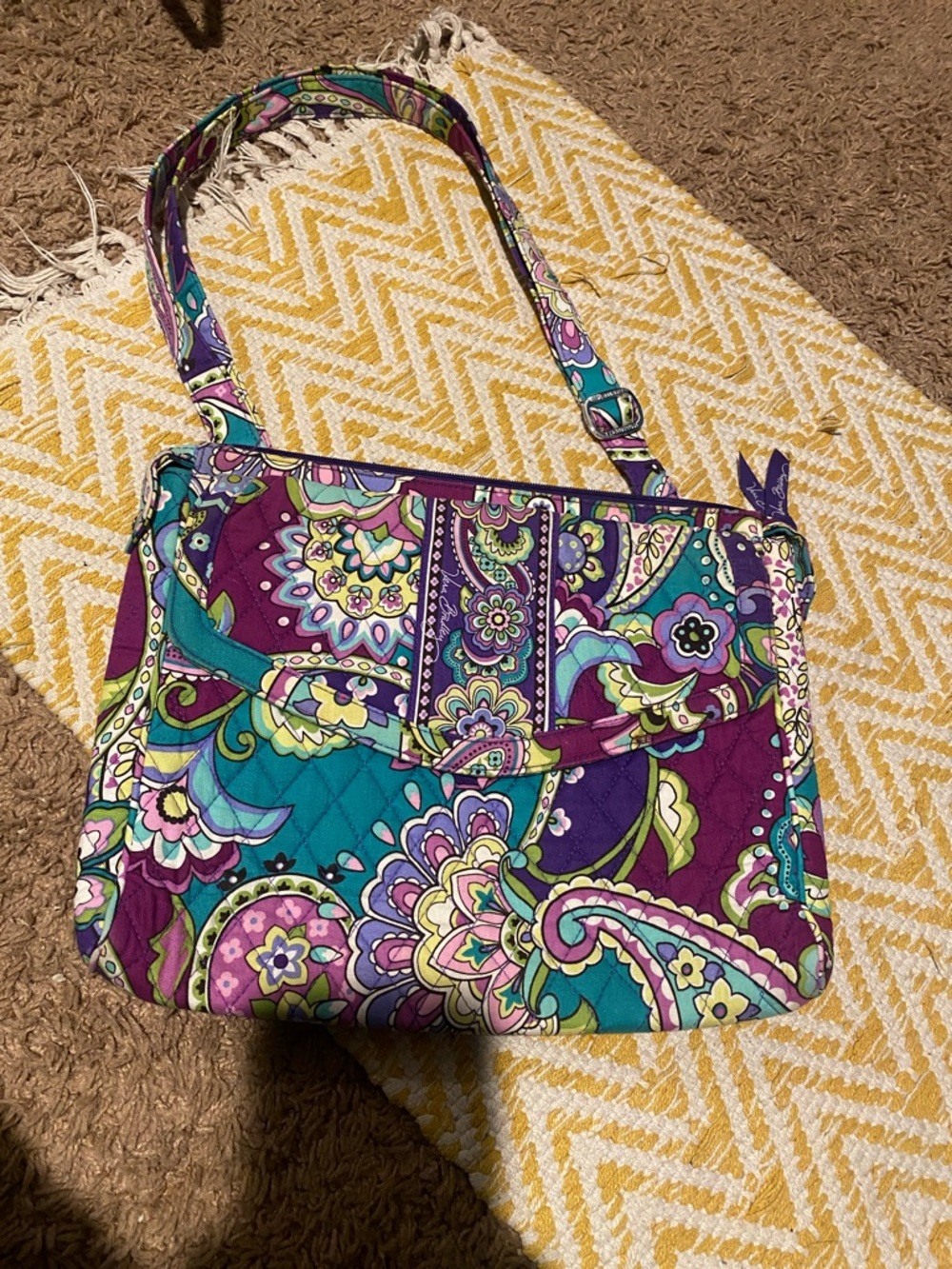 EUC VB Quilted Floral Paisley Bag in Teal & Purple